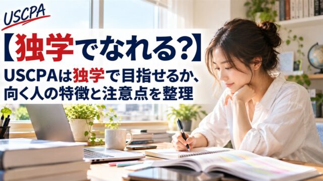 【独学でなれる？】USCPAは独学で目指せるか、向く人の特徴と注意点を整理（自宅の窓際でノートに書き込む女性）