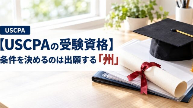 【USCPAの受験資格】条件を決めるのは出願する「州」（卒業証書と学帽、書類ファイル）
