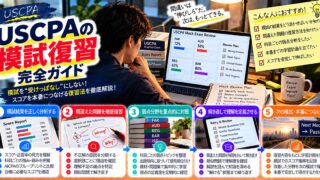 【USCPAの模試復習 完全ガイド】模試を受けっぱなしにせず復習でスコアを本番につなげる（模試結果を確認する受験生）