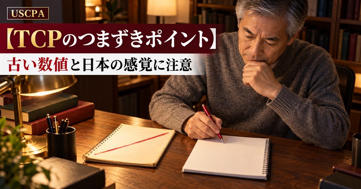 【TCPのつまずきポイント】古い数値と日本の感覚に注意（赤線を引いたノートを前に考える男性）