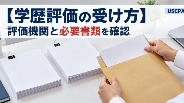 【学歴評価の受け方】評価機関と必要書類を確認（書類を封筒に入れる手元）