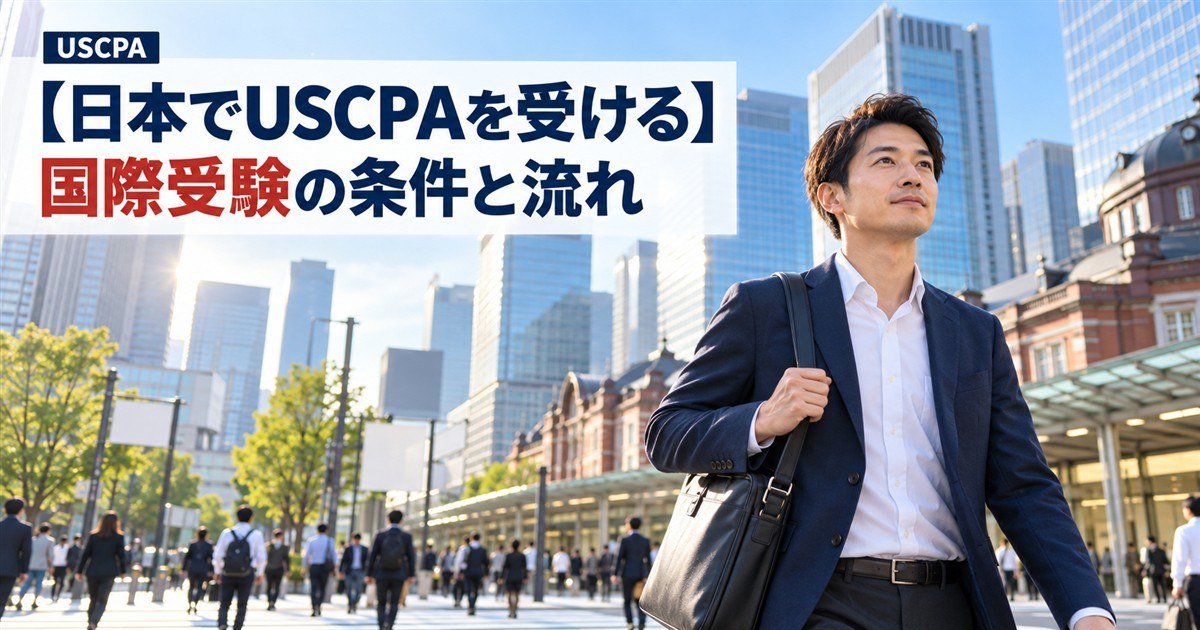 【日本でUSCPAを受ける】国際受験の条件と流れ（都心の朝を歩くビジネスパーソン）