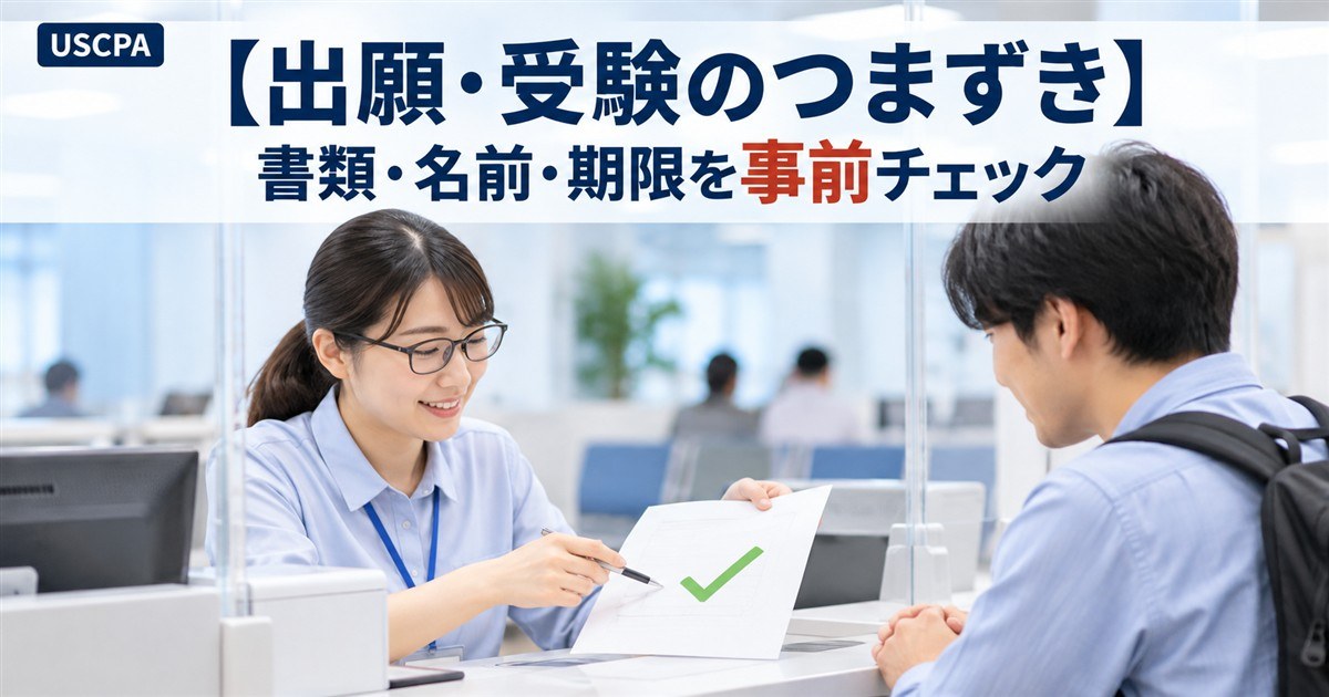 【出願・受験のつまずき】書類・名前・期限を事前チェック（窓口で書類のチェックを受ける場面）
